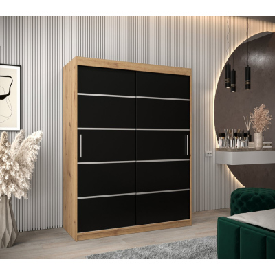 Kleiderschrank ENNI – Breite 150 cm, Eiche artisan / schwarz