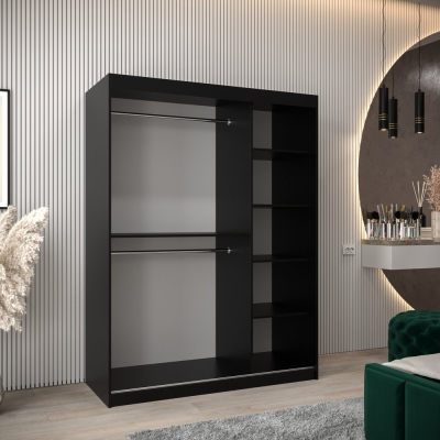 Kleiderschrank ENNI – Breite 150 cm, schwarz / weiß