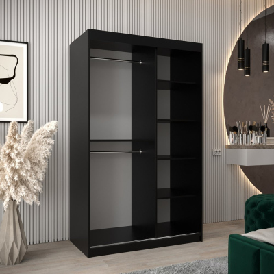 Kleiderschrank ENNI – Breite 120 cm, schwarz / Eiche sonoma