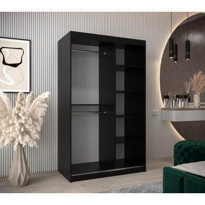 Kleiderschrank ENNI – Breite 120 cm, schwarz / Eiche sonoma