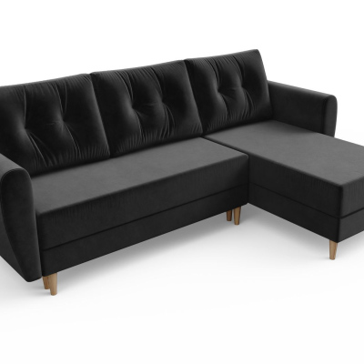 Schwarzes Ecksofa PIVEK