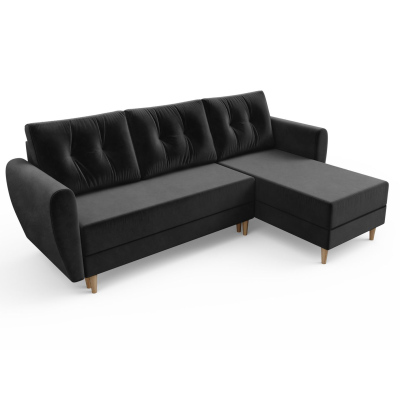 Schwarzes Ecksofa PIVEK