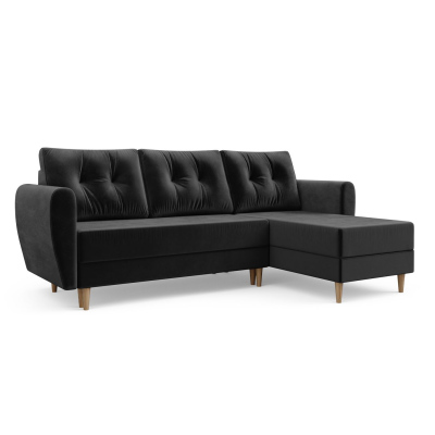 Schwarzes Ecksofa PIVEK