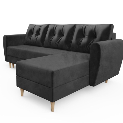 Schwarzes Ecksofa PIVEK