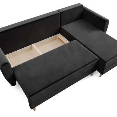 Schwarzes Ecksofa PIVEK