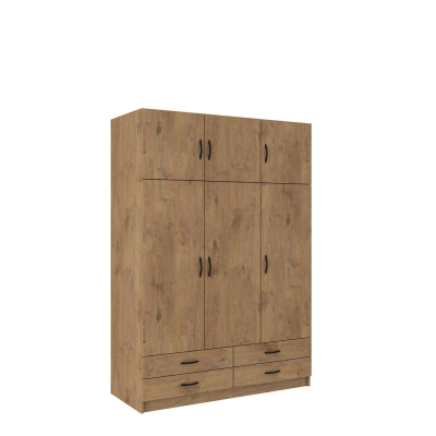 Dreitüriger Kleiderschrank CRUELLA – Breite 135 cm, Eiche lefkas