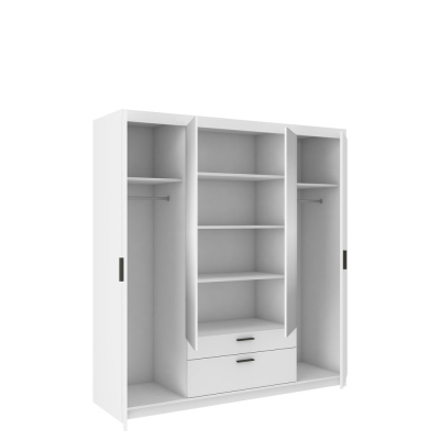 Viertüriger Kleiderschrank mit Spiegel ADELINA – Breite 176 cm, Weiß