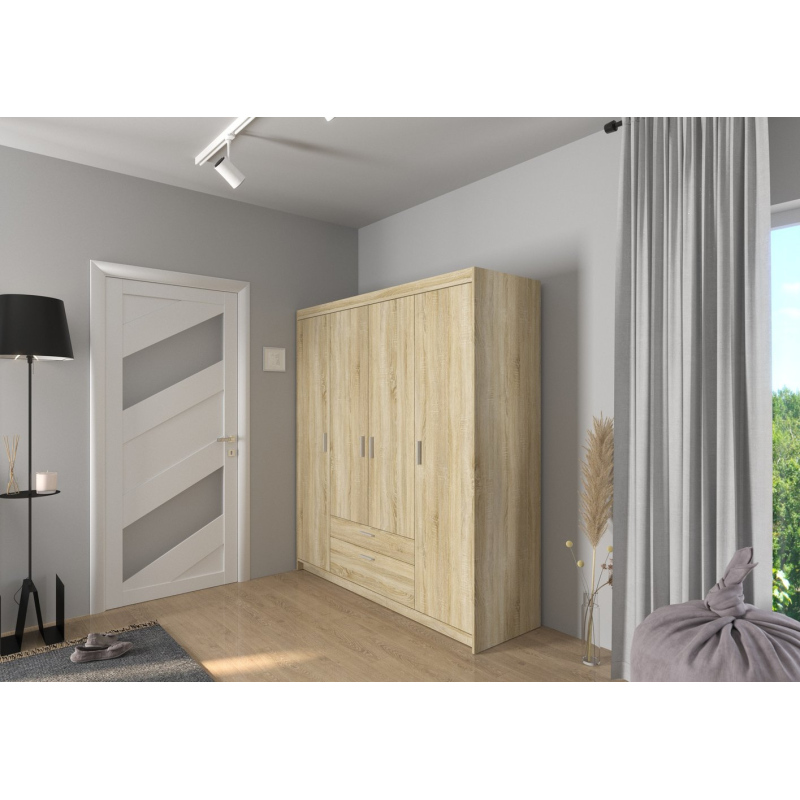 Viertüriger Kleiderschrank ADELINA – Breite 176 cm, Eiche Sonoma