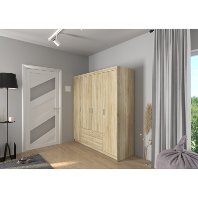 Viertüriger Kleiderschrank ADELINA – Breite 176 cm, Eiche Sonoma