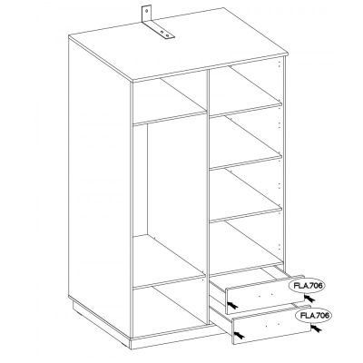 Zweitüriger Schrank FATMA – Breite 120 cm, Artisan-Eiche / Graphit