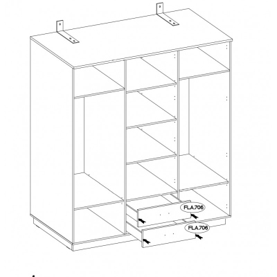 Dreitüriger Schrank FATMA – Breite 180 cm, Eiche Artisan / graphit