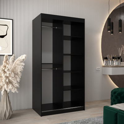 Kleiderschrank ENNI – Breite 100 cm, schwarz / weiß