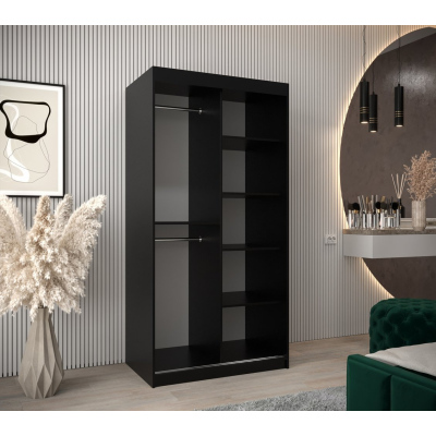 Kleiderschrank ENNI – Breite 100 cm, schwarz / weiß