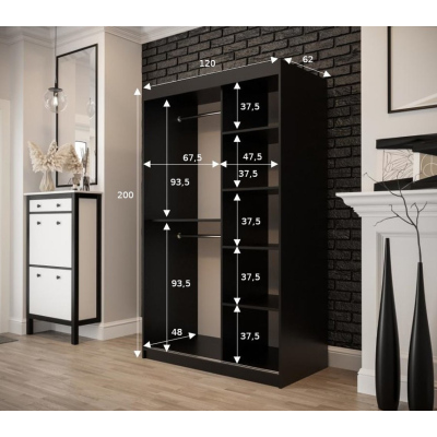 Zweitüriger Kleiderschrank ORISA 3 – Breite 120 cm, schwarz / Old Style