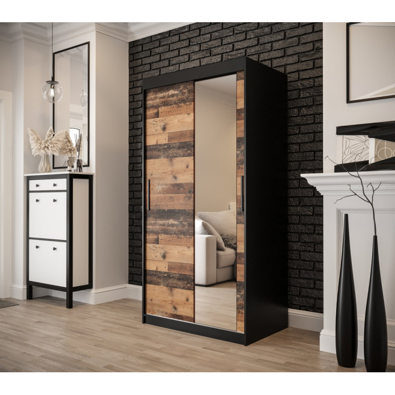 Zweitüriger Kleiderschrank ORISA 3 – Breite 100 cm, schwarz / Old Style