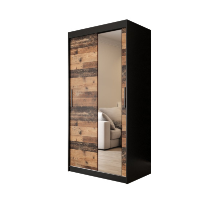 Zweitüriger Kleiderschrank ORISA 3 – Breite 100 cm, schwarz / Old Style