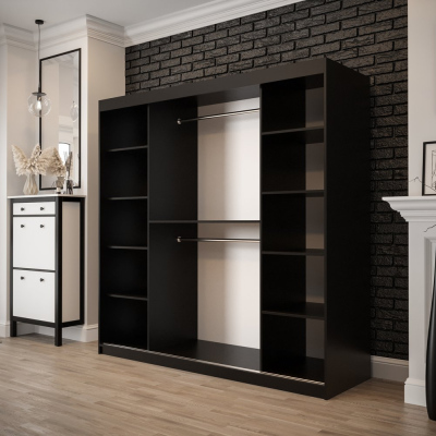 Zweitüriger Kleiderschrank ORISA 2 – Breite 200 cm, schwarz / Old Style