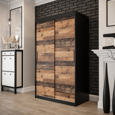 Zweitüriger Kleiderschrank ORISA 1 – Breite 120 cm, schwarz / Old Style