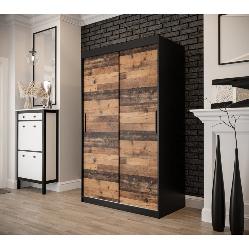 Zweitüriger Kleiderschrank ORISA 1 – Breite 120 cm, schwarz / Old Style