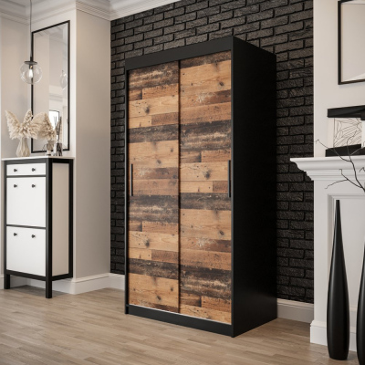 Zweitüriger Kleiderschrank ORISA 1 – Breite 100 cm, schwarz / Old Style