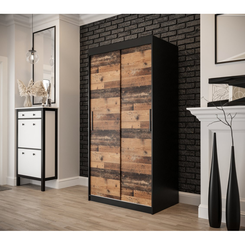 Zweitüriger Kleiderschrank ORISA 1 – Breite 100 cm, schwarz / Old Style