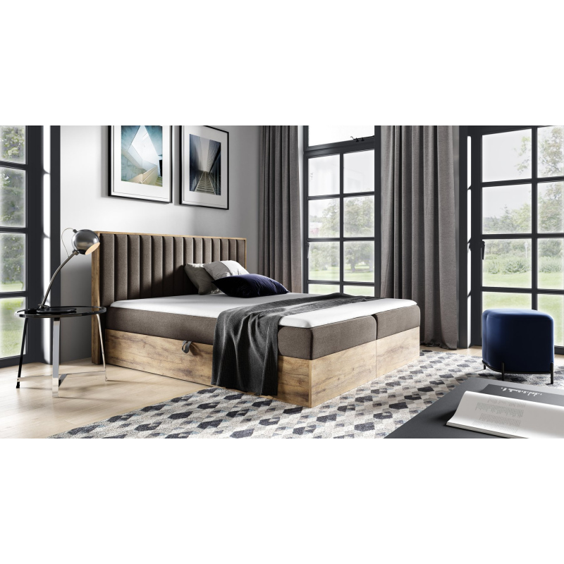 Boxspringbett CHANTELLE 4 – 140x200, Braun + GRATIS Topper