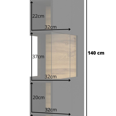 Hohe verglaste Vitrine BONA – schwarz/Wotan