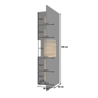 Hohe verglaste Vitrine BONA – schwarz/Wotan