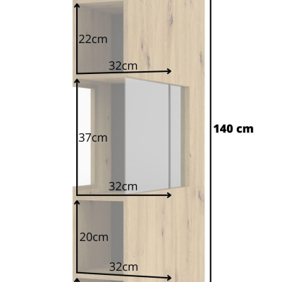 Hohe verglaste Vitrine BONA – Eiche Artisan