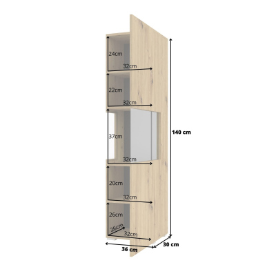 Hohe verglaste Vitrine BONA – Eiche Artisan