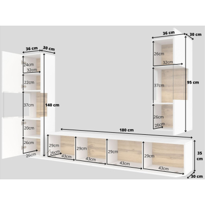 Moderne Glasvitrine BONA – weiß / Wotan