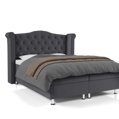 Gepolstertes Doppelbett ELSA – 200x200, Schwarz