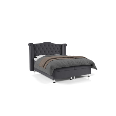 Gepolstertes Doppelbett ELSA – 200x200, Schwarz