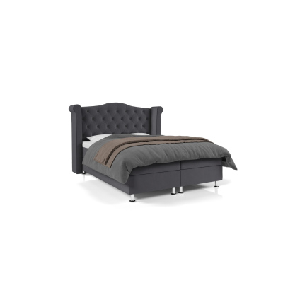 Gepolstertes Doppelbett ELSA – 140x200, Schwarz