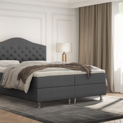 Elegantes Bett LADY – 200x200, dunkelgrau