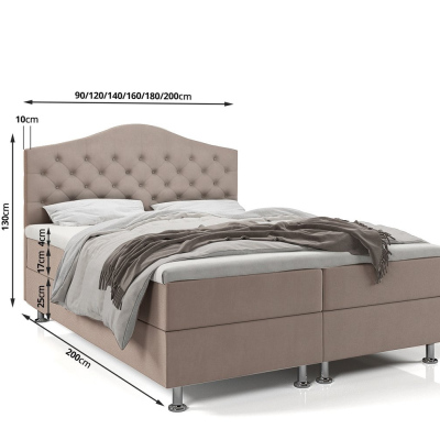 Elegantes Bett LADY – 200x200, dunkelgrau