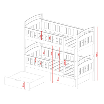 Hochbett für zwei Kinder DITA – 80x180, Kiefer
