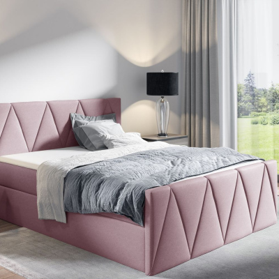 Doppelbett GISELA LUX – 160x200, rosa + GRATIS-Topper