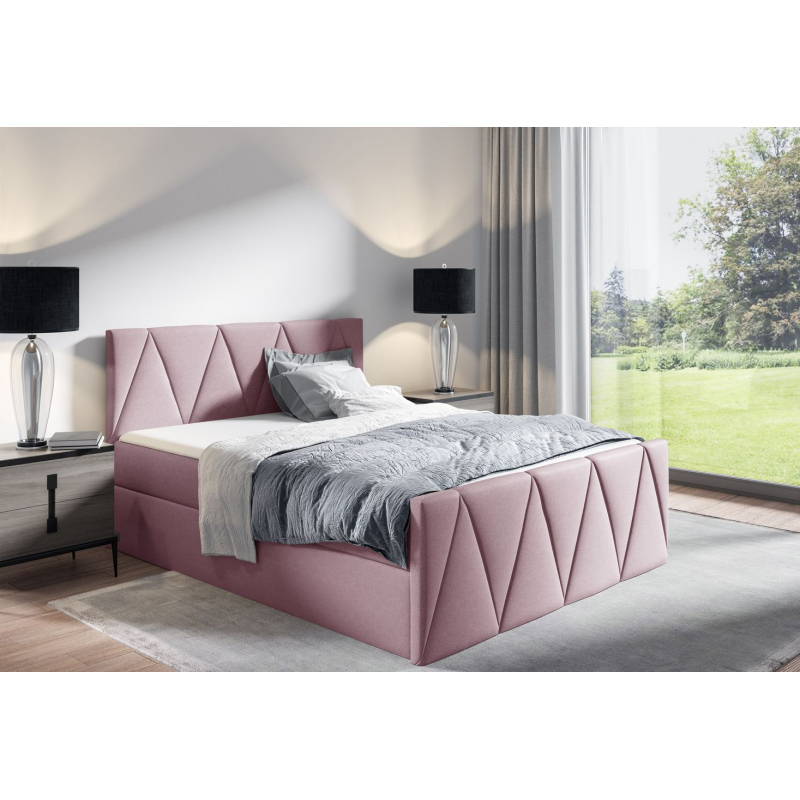 Doppelbett GISELA LUX – 160x200, rosa + GRATIS-Topper