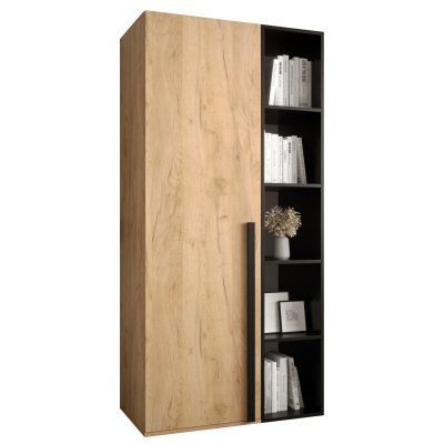 Schrank mit Regal HARRISON – Breite 80 cm, Eiche Gold, Schwarz