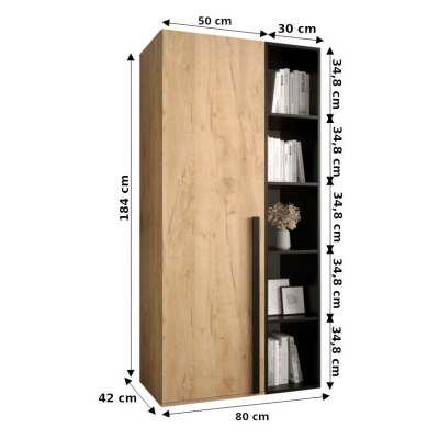 Schrank mit Regal HARRISON – Breite 80 cm, Weiß, Schwarz