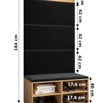 Schuhschrank mit gepolsterten Paneelen HARRISON – weiße, beige Paneele