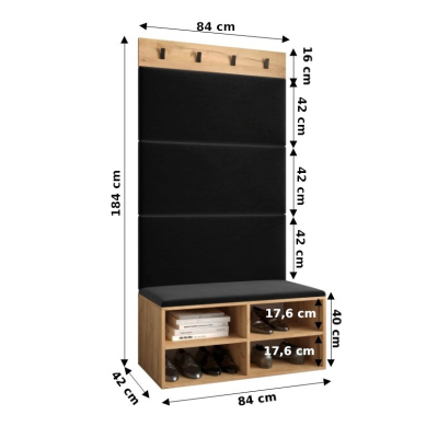 Schuhschrank mit gepolsterten Paneelen HARRISON – weiße, matte Paneele