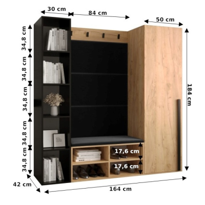 HARRISON Flurwand mit gepolsterten Paneelen – weiß, rosa Paneele