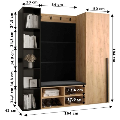 HARRISON Flurwand mit gepolsterten Paneelen – weiß, blaue Paneele