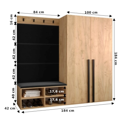 Flurmöbel mit gepolsterten Paneelen HARRISON – Weiß, beige Paneele