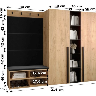 Große Flurwand mit gepolsterten Paneelen HARRISON – weiß, beige Paneele