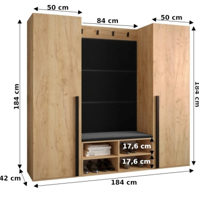 Flur-Set mit gepolsterten Paneelen HARRISON – Weiß, beige Paneele