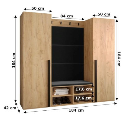 Flur-Set mit gepolsterten Paneelen HARRISON – Weiß, beige Paneele