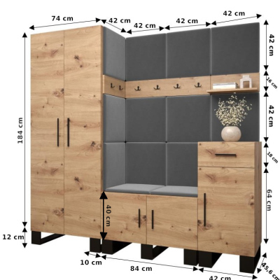 Flur-Garnitur RUMIE 1 – Eiche Artisan, minzfarbige Paneele